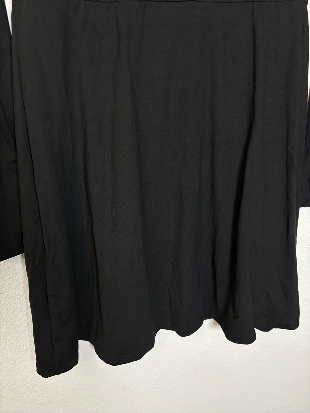 Black Square-Neck Long Sleeve Mini Dress with Side Slit - Picture 5 of 6